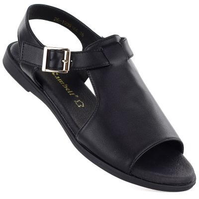 Women's black leather sandals Cambell 19391