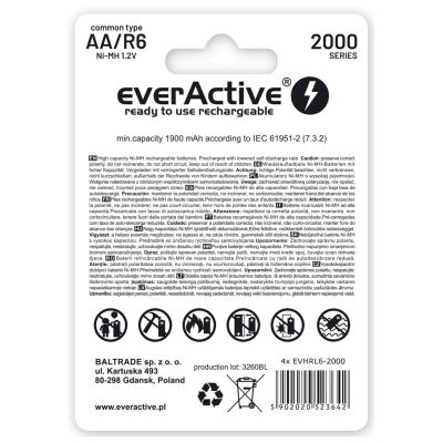 2. everActive EVHRL6-2000 battery pack (2000mAh ; Ni-MH)