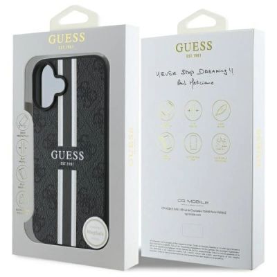8. Guess 4G Printed Stripes MagSafe case for iPhone 16 - black