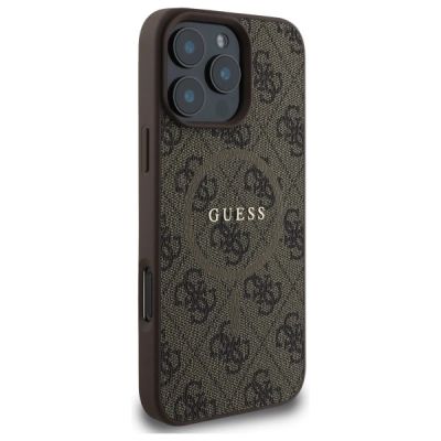 4. Guess 4G Ring Classic Logo MagSafe Case for iPhone 16 Pro Max - Brown