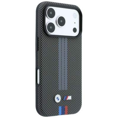 4. BMW M Quadrille Kevlar Tricolor Print Lines MagSafe Case for iPhone 18 Pro / 17 Pro - Dark Gray
