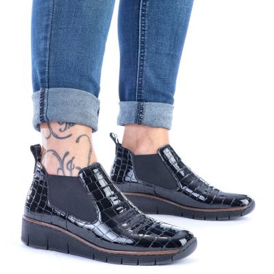 43. Rieker W R474 snakeskin leather ankle boots black