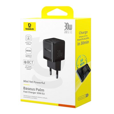 5. Baseus Palm 30W USB-C USB-A Wall Charger - Black