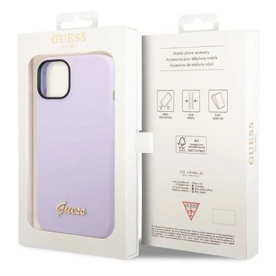 8. Guess Silicone Vintage Gold Logo Case for iPhone 14 / 15 Plus - Purple
