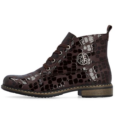 3. Women's patent leather ankle boots, brown, Rieker 71205-25
