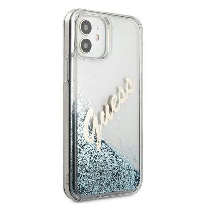 4. Guess GUHCP12SGLVSBL iPhone 12 mini 5.4" blue/blue hardcase Glitter Vintage Script