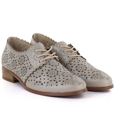 4. Women's openwork oxford shoes, gold, Potocki 12778