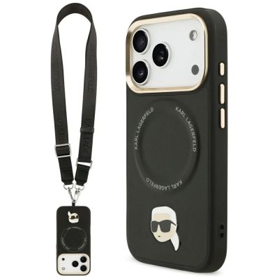 Karl Lagerfeld Big Strap Karl Metal Logo MagSafe Case for iPhone 17 Pro - Black