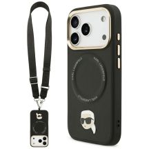 Karl Lagerfeld Big Strap Karl Metal Logo MagSafe Case for iPhone 17 Pro - Black