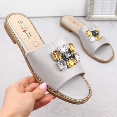 2. S.Barski W OLI262B silver zirconium flip-flops