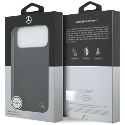 8. Mercedes Leather Large Laurel Leave MagSafe Case for iPhone 17 Pro Max - Black