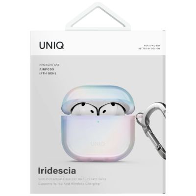 4. Uniq Iridescia case for AirPods 4 Hang Case - holo white