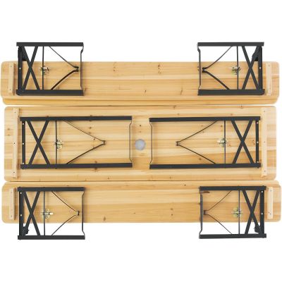 5. PICNIC SET: WOODEN BAR TABLE AND 2 BENCHES WITH FOLDABLE BACKREST