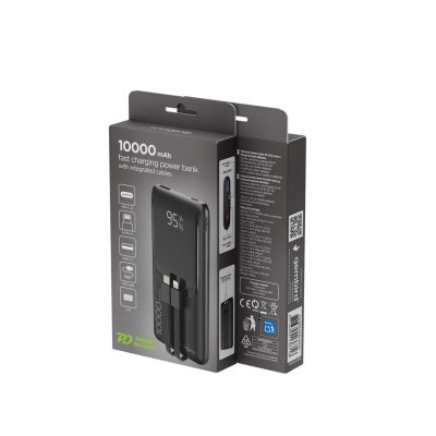 6. GEMBIRD POWERBANK 10000mAh with LCD display, integrated cables, QC3.0 20W fast charging