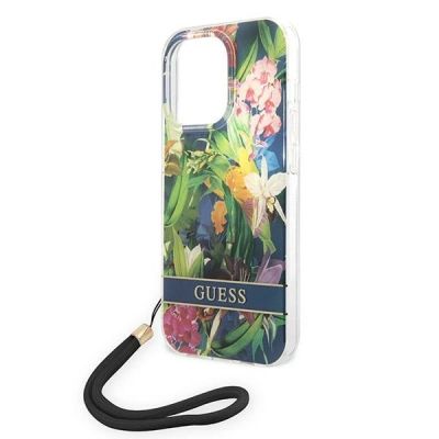 5. Guess GUOHCP14XHFLSB iPhone 14 Pro Max 6.7 "blue / blue hardcase Flower Strap
