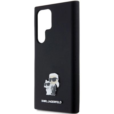 6. Karl Lagerfeld Silicone Karl&Choupette Metal Pin case for Samsung Galaxy S24 Ultra - black