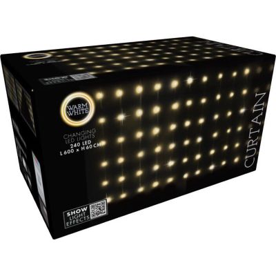 24. CHRISTMAS TREE LIGHTS LIGHT CURTAIN OUTSIDE/INSIDE 240 LED 600X60CM WITH REMOTE CONTROL WARM WHITE