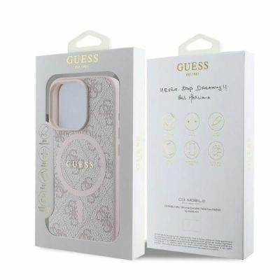 4. Guess 4G Ring Classic Logo MagSafe iPhone 16 Pro Case - Pink