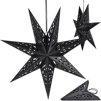 7. PAPER DECORATION STAR 50CM 7 ARMS BLACK