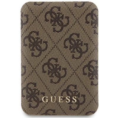 Guess Powerbank inductive 15W GUPB5FP4EMGW 5000mAh brown/brown 4G Leather Metal Logo MagSafe