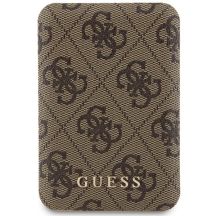 Guess Powerbank inductive 15W GUPB5FP4EMGW 5000mAh brown/brown 4G Leather Metal Logo MagSafe