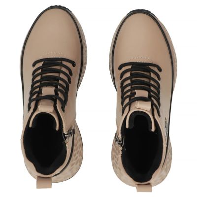 5. Leather ankle boots on the platform, insulated, beige, Filippo DBT7998