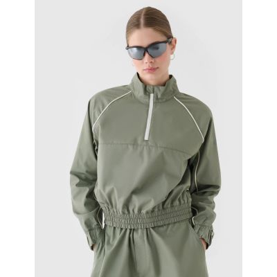 Women's cropped transition jacket with a stand-up collar 4F 4FRSS24TTJAF0886-44S