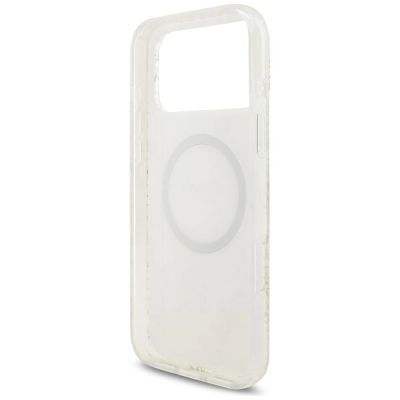 7. Guess IML Flowers Allover Electroplated with Pearl Strap MagSafe Case for iPhone 18 Pro Max / 17 Pro Max - White