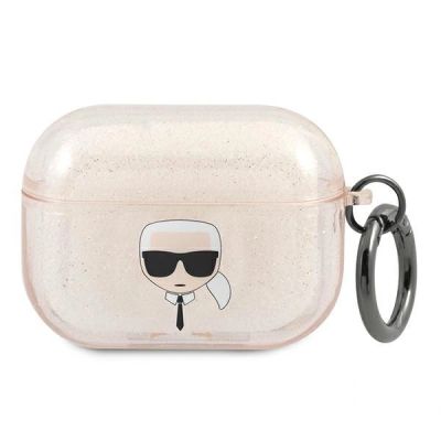 Karl Lagerfeld Glitter Karl's Head Case for AirPods Pro - Gold