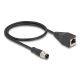 DeLOCK M12 D-coded 4-pin male to RJ45 female adapter cable 50 cm long