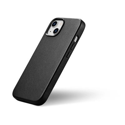 9. iCarer Case Leather cover for iPhone 14 Plus genuine leather case black (compatible with MagSafe)
