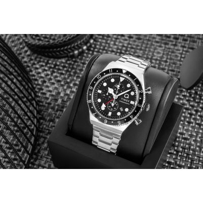 5. TIMEX Q Timex 3-Time Zone Chronograph TW2V69800 Men's Watch + BOX