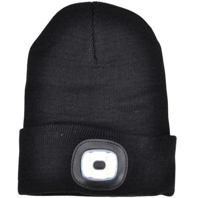 2. BLACK BEANIE WITH 4-LED HEADLAMP, 120 LM, 3 MODES, FOR OUTDOOR ACTIVITIES