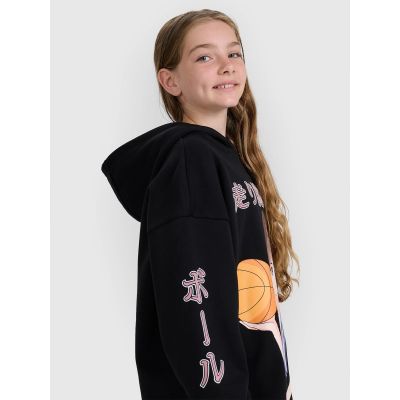 2. Girls' sweatshirt with hood, open, 4F 4FJRAW25TSWSF2293-20S