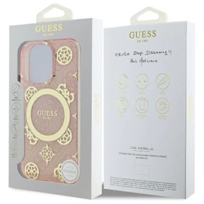 8. Guess IML Peony On 4G Background MagSafe Case for iPhone 16 Pro - Pink
