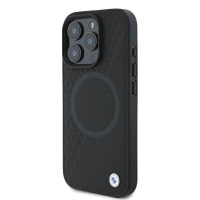 2. BMW Signature Leather Half Textured & Circle MagSafe case for iPhone 16 Pro - black