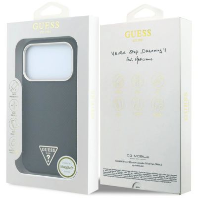 8. Guess Kevlar Triangle Logo MagSafe Case for iPhone 17 Pro / 18 Pro - Black
