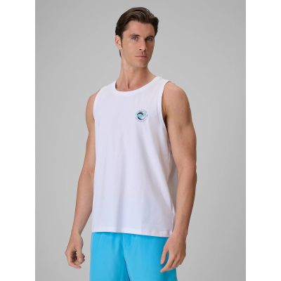 Men's regular sleeveless T-shirt with print 4F 4FRSS26TSLEM366-10S