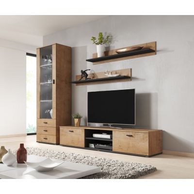 10. Shelf 125cm (2 pcs) SOHO lefkas oak + black