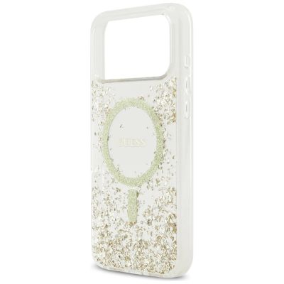 6. Guess Resin Bottom Glitter MagSafe Case for iPhone 17 Pro Max - Gold