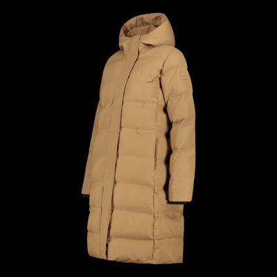 3. CMP women's long hooded jacket, winter waterproof, insulated, beige (34K0096/P814)