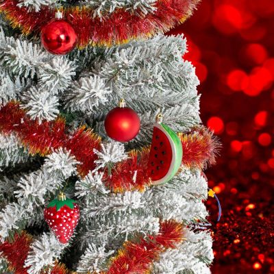 4. DECORATIVE PLASTIC BAUBLE SAFE 7 PCS STRAWBERRY WATERMELON