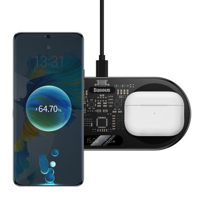 9. Baseus Digital LED Display dual wireless charger with digital display 20W black (WXSX010101)