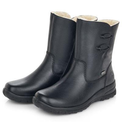 4. Rieker Z7172-00 Waterproof Leather Women's Comfortable Black Ankle Boots