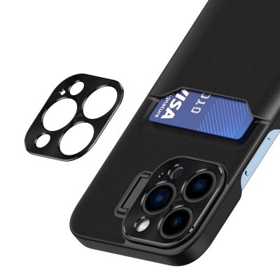 7. Leather Stand Case case for iPhone 14 cover card wallet with stand black