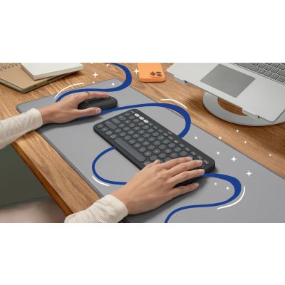 19. Logitech 920-012239 Keyboard Mouse Included Universal RF Wireless + Bluetooth QWERTY American International Graphite