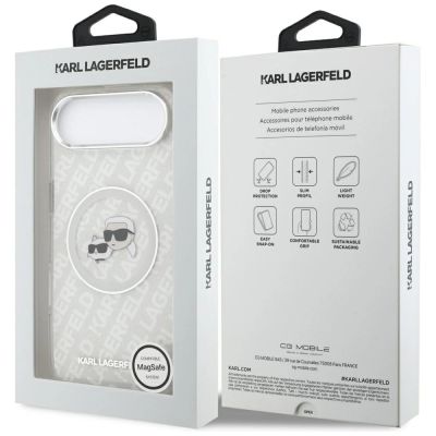 8. Karl Lagerfeld IML Glitter Karl&Choupette Heads Logo MagSafe Case for iPhone Air - Gray
