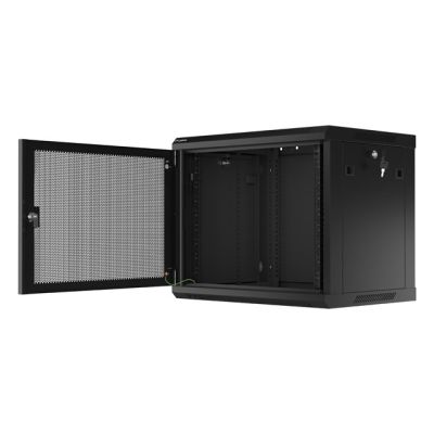 5. WALL-HUNG RACK CABINET 19" 9U 600X450 BLACK PERFORATED DOOR LANBERG (FLAT PACK)