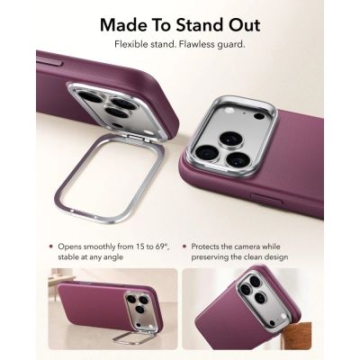 4. ESR Atelier Kickstand MagSafe Case for iPhone 18 Pro / 17 Pro - burgundy