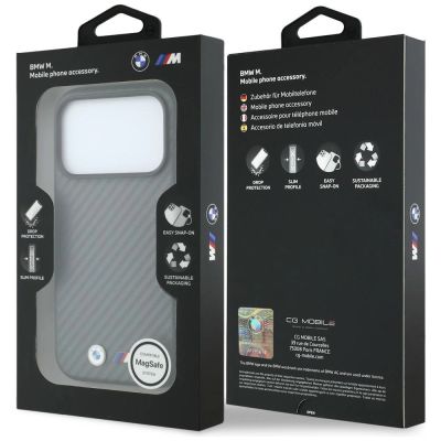 8. BMW M Carbon Metal Logo MagSafe Case for iPhone 17 Pro Max / 18 Pro Max - Gray